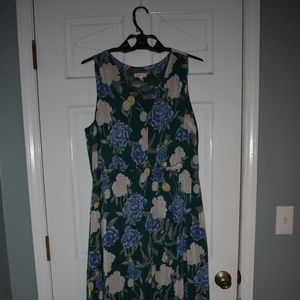 Merona Maxi XL Dress Green w/ flowers